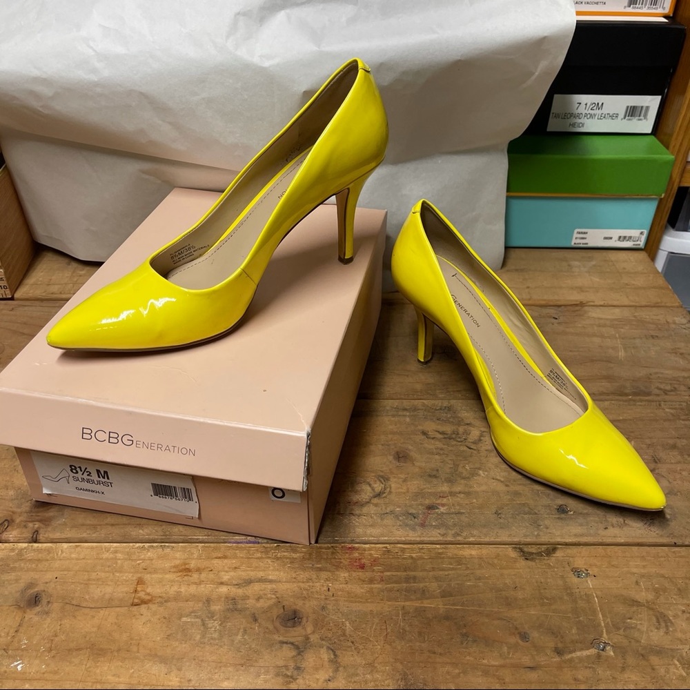 BCBG Yellow Patent Leather Heels